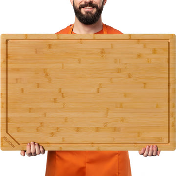 Kikcoin Bamboo Cutting Board, 30 x 20 Inch, Natural