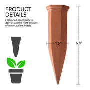 Ceramic Terracotta Self Watering Spikes (4 Pack) Vacation Automatic Plant Waterer Devices by Modern Innovations – 4 Pack, Terracotta, Pack of 4, Model 1065