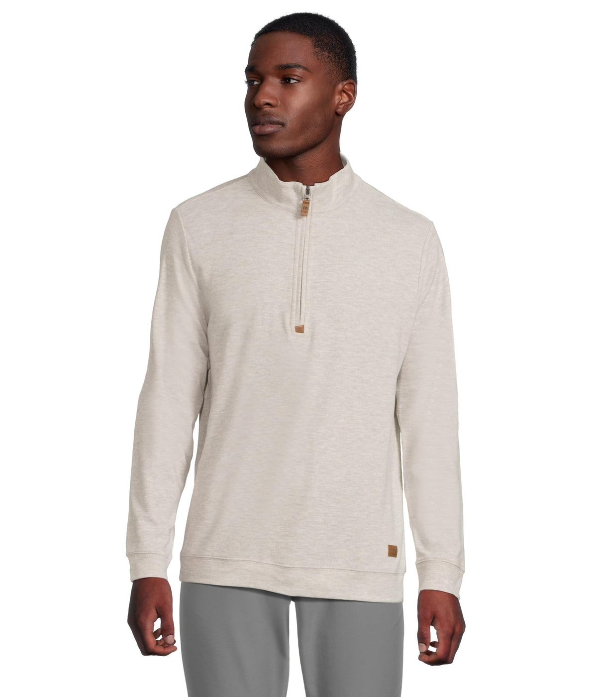 Mens Cloud Sweater 1/4 Zip by TravisMathew – XX-Large, Cotton Blend, Heather Grey, Model A42356