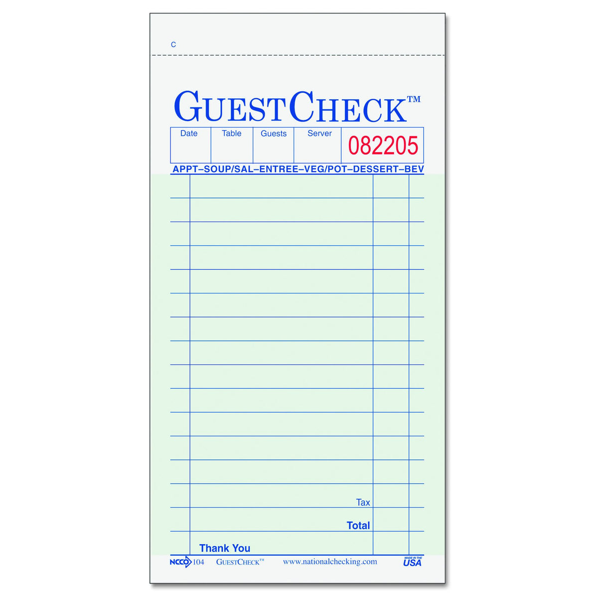 National Checking Company 10450 Guest Check Pad by NCCO – Medium, Yellow, Pack of 2500, Model 104-50