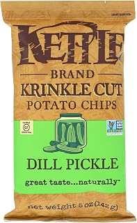 Kettle Brand Krinkle Cut Potato Chips - Dill Pickle - Case of 15 - 5 oz.