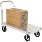 Platform Truck with Diamond Deck by Magliner – 29"L x 30"W x 9.45"H, Aluminum, Gray, Model 585470T