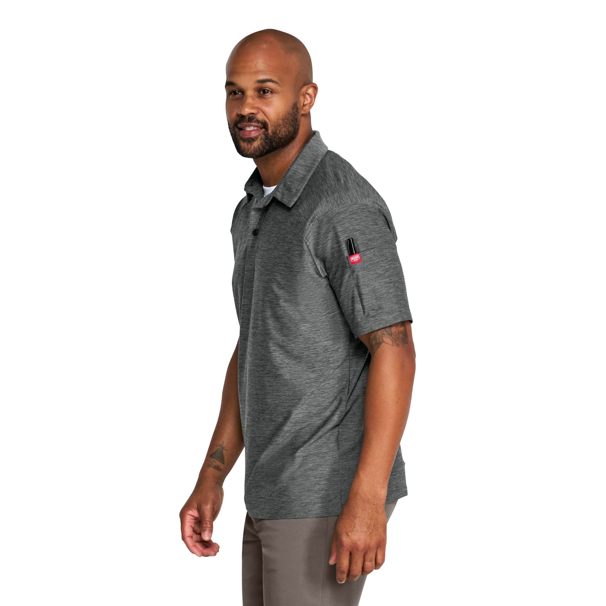Men's Cooling Stretch Jersey Polo by Red Kap – Large, Polyester, Grey Heather, Model TCM2GH SS L