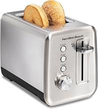 Hamilton Beach Sleek Stainless Steel 2 Slice Toaster, Sure-Toast One-Slice Technology, R22721 (Renewed)