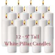 Select Wax White Solid Wax Pillar Candle 3" Dia x 9" H (12/case) by Hollowick – 9", synthetic, Wax, White, Pack of 12, Model P3X9W-12