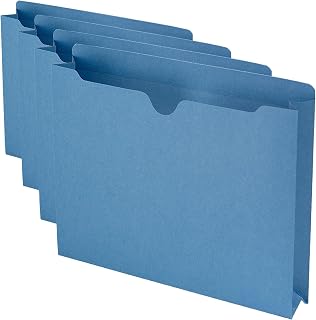 SMEAD File Jacket, Reinforced Straight-Cut Tab, 2" Expansion, Letter Size, Blue, 50 per Box (75562), (Pack of 4)
