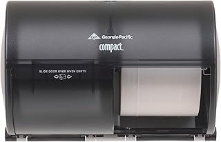 Compact 2-Roll Side-by-Side Coreless High-Capacity Toilet Paper Dispenser by GP PRO (Georgia-Pacific), Translucent Smoke, 56784, 10.1" W x 6.8"D x 7.1" H