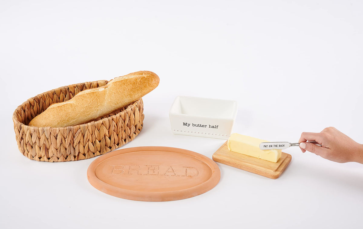 Mud Pie Terracotta Bread Warmer Set, Brown, 12.5 x 8.5 Inch