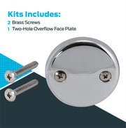 2-Hole Bathtub Overflow Face Plate with Screws by EZ-FLO – 3-1/8 in., Zinc, Chrome, Model 35245
