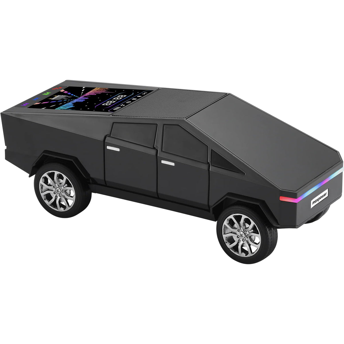 Cybertruck Wireless Bluetooth Speaker w/ Front LED Lights by Max Power – Plastic, Nickel, Black, Model MC580BK