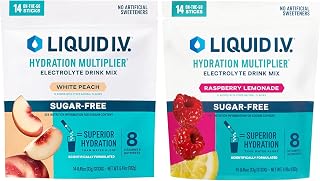 Liquid I.V. Hydration Multiplier Sugar-Free - Classics - White Peach + Raspberry Lemonade - 2 Pack (14 Servings)