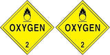 Accuform Signs MPL204VS1 Adhesive Vinyl Hazard Class 2 DOT Placard, Legend Oxygen 2" with Graphic, 10-3/4" Width x 10-3/4" Length, Black on Yellow (Pack of 2)