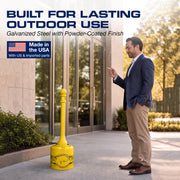 Cigarette Butt Receptacle by Eagle – 5 Gallon, Alloy Steel, Yellow, Model 1205