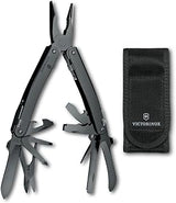 Victorinox Swiss Tool Spirit MXBS Multitool with 24 Lockable Functions | Swiss Made Pliers and Wire Cutter with One-Handed Opening Blade and Belt Cutter in Black Oxide Finish with Nylon Pouch