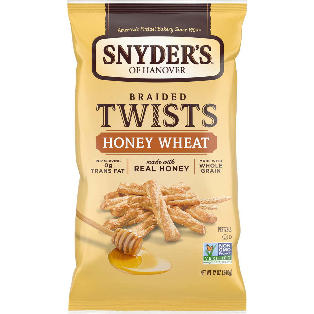 Pretzels, Braided Pretzel Twists Honey Wheat, 12 Oz by Snyder's of Hanover – 12 Ounce (Pack of 1), Model 10160