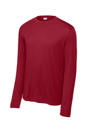 Long Sleeve PosiCharge Competitor Tee | Gym T-Shirt for Men & Women by SPORT-TEK – Polyester, Deep Red, Model ST350LS