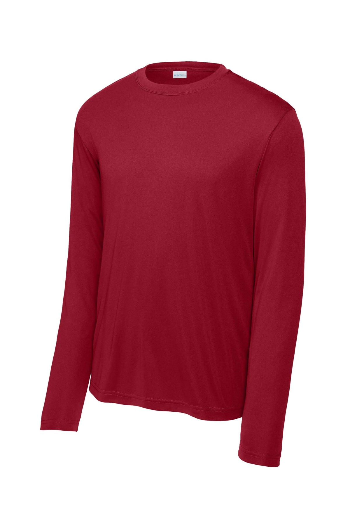 Long Sleeve PosiCharge Competitor Tee | Gym T-Shirt for Men & Women by SPORT-TEK – Polyester, Deep Red, Model ST350LS