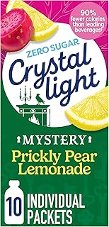 Crystal Light Drink Mix, 10 Packets, Prickly Pear Lemonade, 0.13 oz | Zero Sugar & 90% Fewer Calories, Single-Serve Packets, Easy to Mix with Water