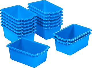 ECR4Kids Scoop Front Storage Bin, Multipurpose Organization, Blue, 15-Piece