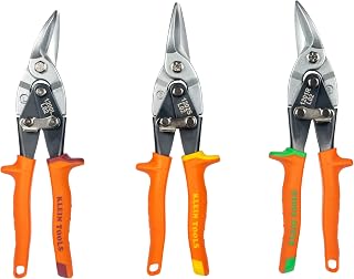 KLEIN TOOLS 120AVSKIT Aviation Snip Set, Left, Right, Straight Cut, Metal Shears with Forged Steel Blade, 3-Piece