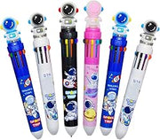 8 Pcs 10-in-1 Multicolor Outer Space Ballpoint Pen Astronaut Rocket Pens | 10 Colors Retractable Spaceman Alien Pen 0.5 mm for Office Supplies Space Theme