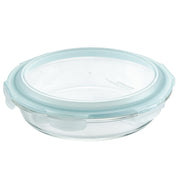 LocknLock Glass Pie Dish with Lid, 9.5 Inch Round, Clear