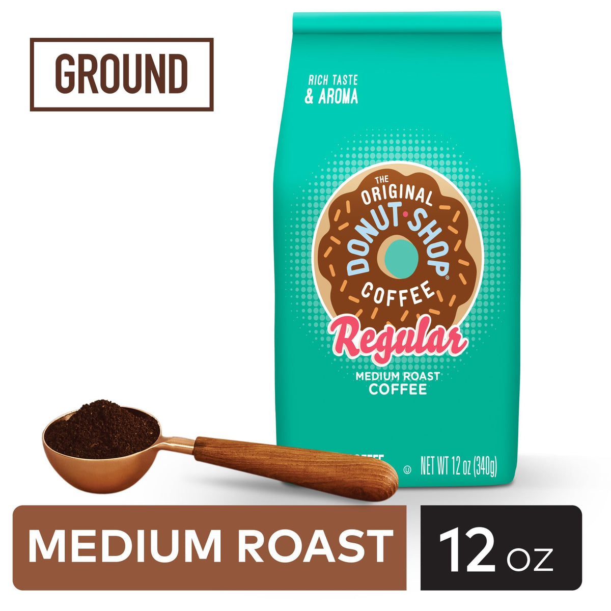 Coffee, Regular, Medium Roast, Ground Coffee, 12 oz Bag by The Original Donut Shop – 12 Ounce (Pack of 1)