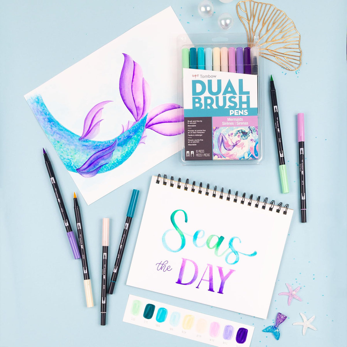 Dual Brush Pen Art Markers by Tombow – 1 Count (Pack of 10), Plastic (Body), Felt (Tip), Model 56256
