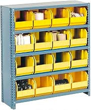 Global Industrial Closed Bin Shelving w/6 Shelves & 21 Yellow Bins, 36x12x39