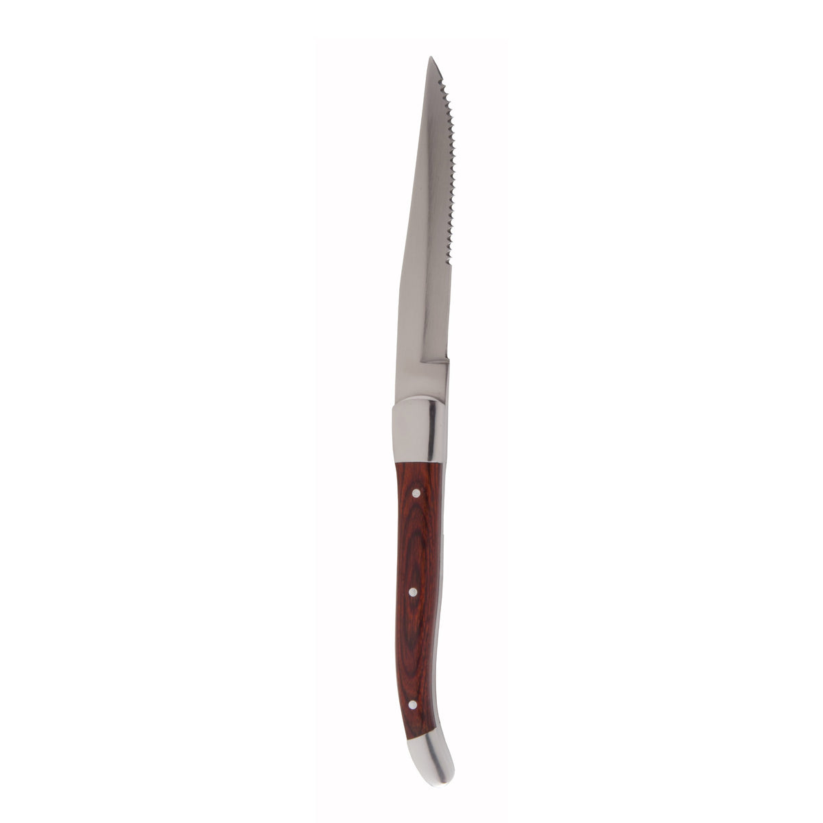 Provencal Serrated Steak Knife by Fortessa – 6 pc, 18-10 Steel, Dark Wood, Pack of 6, Model 1.5.STK.SR.247