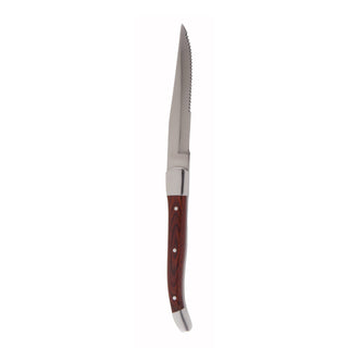 Provencal Serrated Steak Knife by Fortessa – 6 pc, 18-10 Steel, Dark Wood, Pack of 6, Model 1.5.STK.SR.247