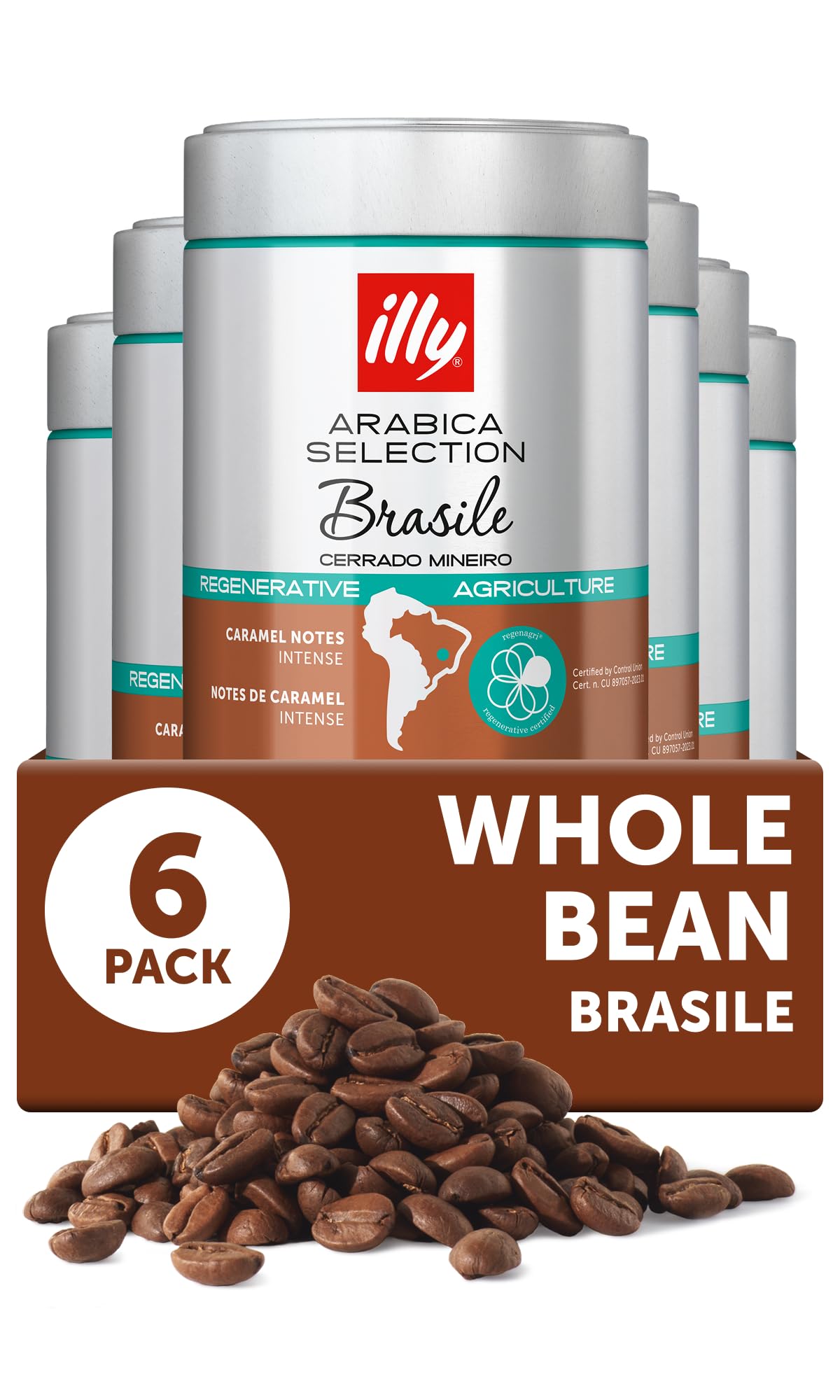 illy Brasile Regenerative Agriculture / 8.8 Ounce (Pack of 6) / Whole Bean Coffee