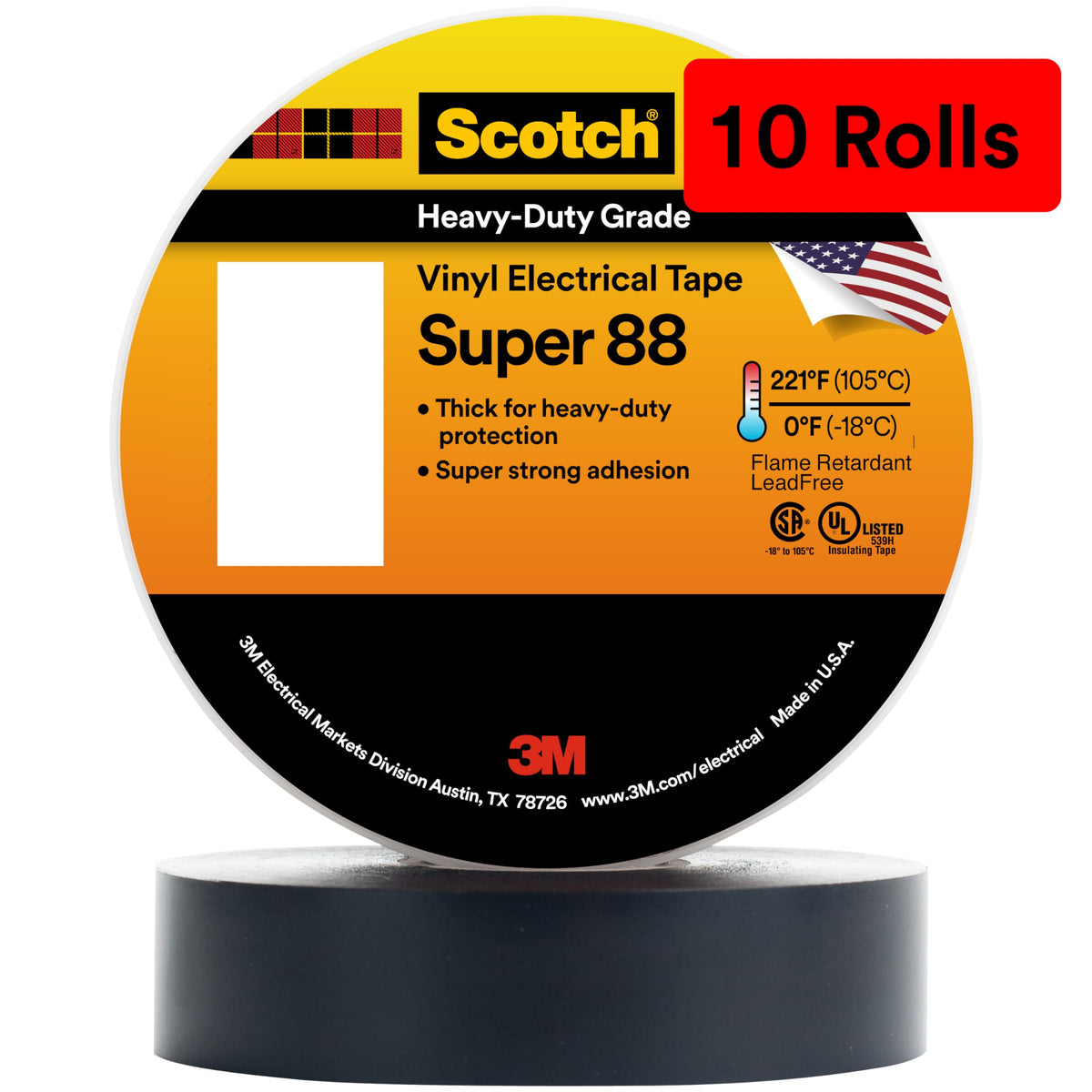 3M 3/4 in x 44 ft / 10 / Black Electrical Tape
