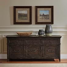 Liberty Furniture Paradise Valley File Credenza with 3 File Storage Drawers Traditional Home Office - Saddle Brown Oak Wood