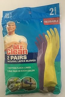Mr. Clean Medium Reusable Latex Gloves, 2 Color, 2 Piar, 2 Count