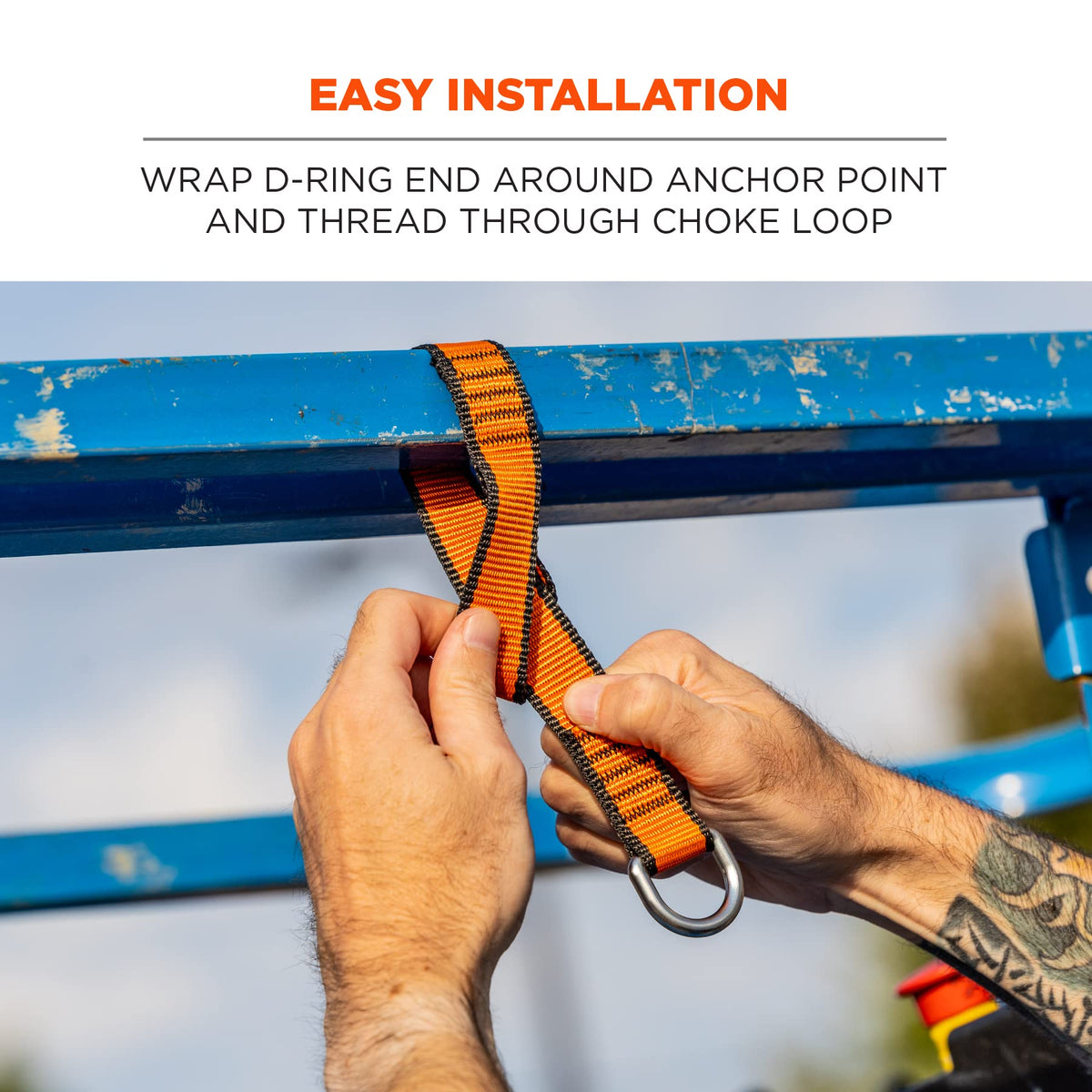 Squids 3174 Tool Tethering Cross Arm Anchor Strap by Ergodyne – Polyester, Orange, Model 19174