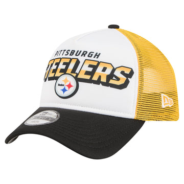 Preschool White Pittsburgh Steelers 9FORTY A-Frame Adjustable Hat by New Era – Polyester, Pittsburgh Steelers, White, Model Nfl Preschool Streak A-frame 9forty