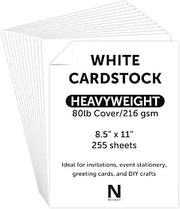 Neenah White Cover Cardstock, 80 lb. Heavyweight Cover Stock, 255 Sheets, 94 Brightness, 8.5" x 11", Ideal for Invitations & Cards (91308)