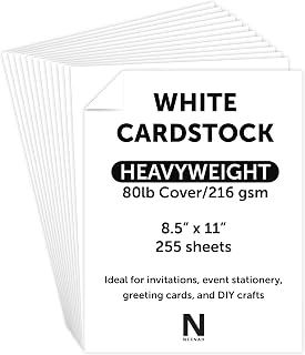 Neenah White Cover Cardstock, 80 lb. Heavyweight Cover Stock, 255 Sheets, 94 Brightness, 8.5" x 11", Ideal for Invitations & Cards (91308)