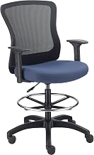 Global Industrial Mesh Back Task Stool, Blue, Adjustable Arms, High Back