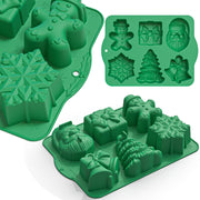 Apiocmy Silicone Mold Set, Large 3D Christmas Shapes with Scraper, Green