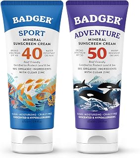 Badger SPF 40 Reef Safe Sport Sunscreen and SPF 50 Reef Safe Sunscreen