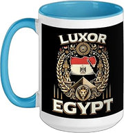 Luxor Souvenir Egypt Flag Pharaoh Pyramid Egyptian Ceramic Mug, Blue/White, 15oz