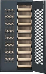 QUANTUM STORAGE SYSTEMS Quantum MESH-250IV Heavy-Duty Modular Shelving Cabinet with Mesh Door Design for Industrial Warehouse Supply Distribution | Includes (18) QUS250 Ivory Bins | 36"W x 18"D x 78"H, Gray, Carbon Steel