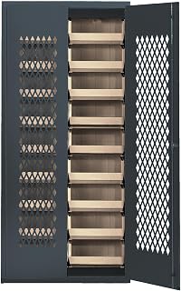 QUANTUM STORAGE SYSTEMS Quantum MESH-250IV Heavy-Duty Modular Shelving Cabinet with Mesh Door Design for Industrial Warehouse Supply Distribution | Includes (18) QUS250 Ivory Bins | 36"W x 18"D x 78"H, Gray, Carbon Steel