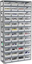 Global Industrial 13 Shelf Steel Shelving with (48) 4" H Plastic Shelf Bins, Beige, 36x12x72