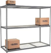 Global Industrial High Cap. Starter Rack 96Wx24Dx96H 3 Levels Wire Deck 800lb Per Shel Gray