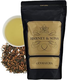 Harney & Sons Genmaicha Loose Leaf Green Tea, 16 oz | Japanese Bancha green tea blended with toasted brown rice. Contains caffeine.