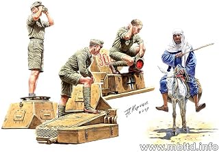 Masterbox Master Box German Tank Men (3) and Donkey with Rider Afrika Korps Figure Model Building Kits (1:35 Scale)