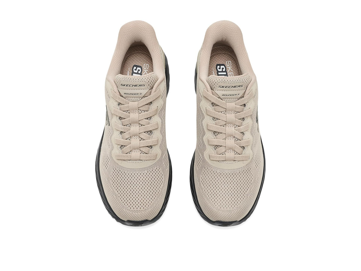 Men's Bounder 3.0 Reocurrence Hands Free Slip-in by Skechers – Mesh, Taupe/Black, Model 233459
